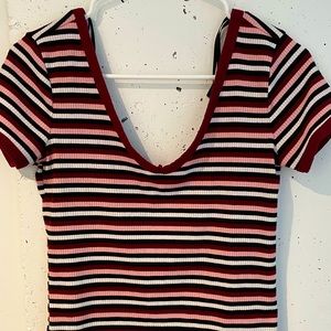 Striped v-neck top